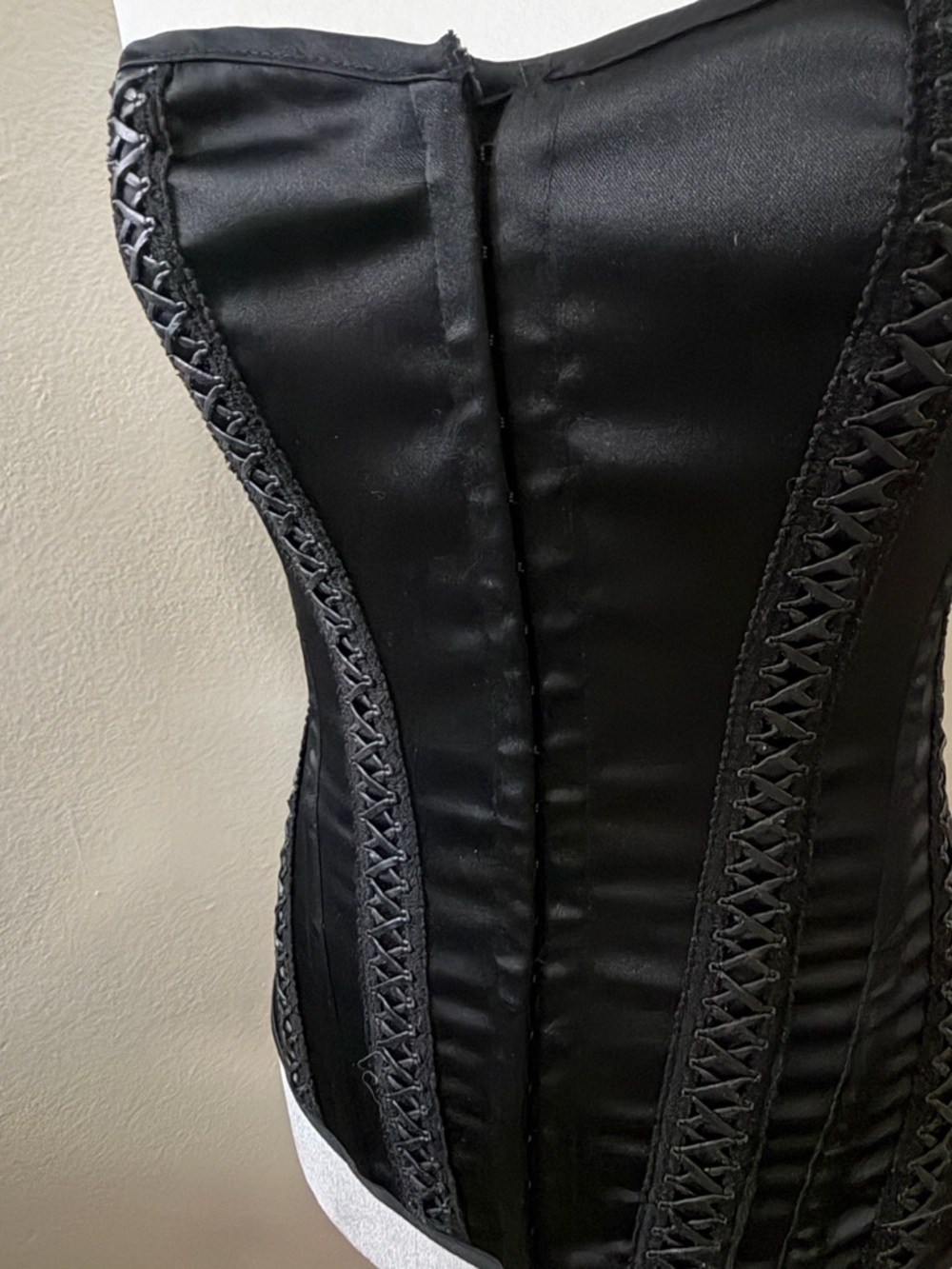 Vintage Charlotte Russe Black Satin Lace-Up Corset Top Small Y2K Goth Bustier - Picture 3 of 6